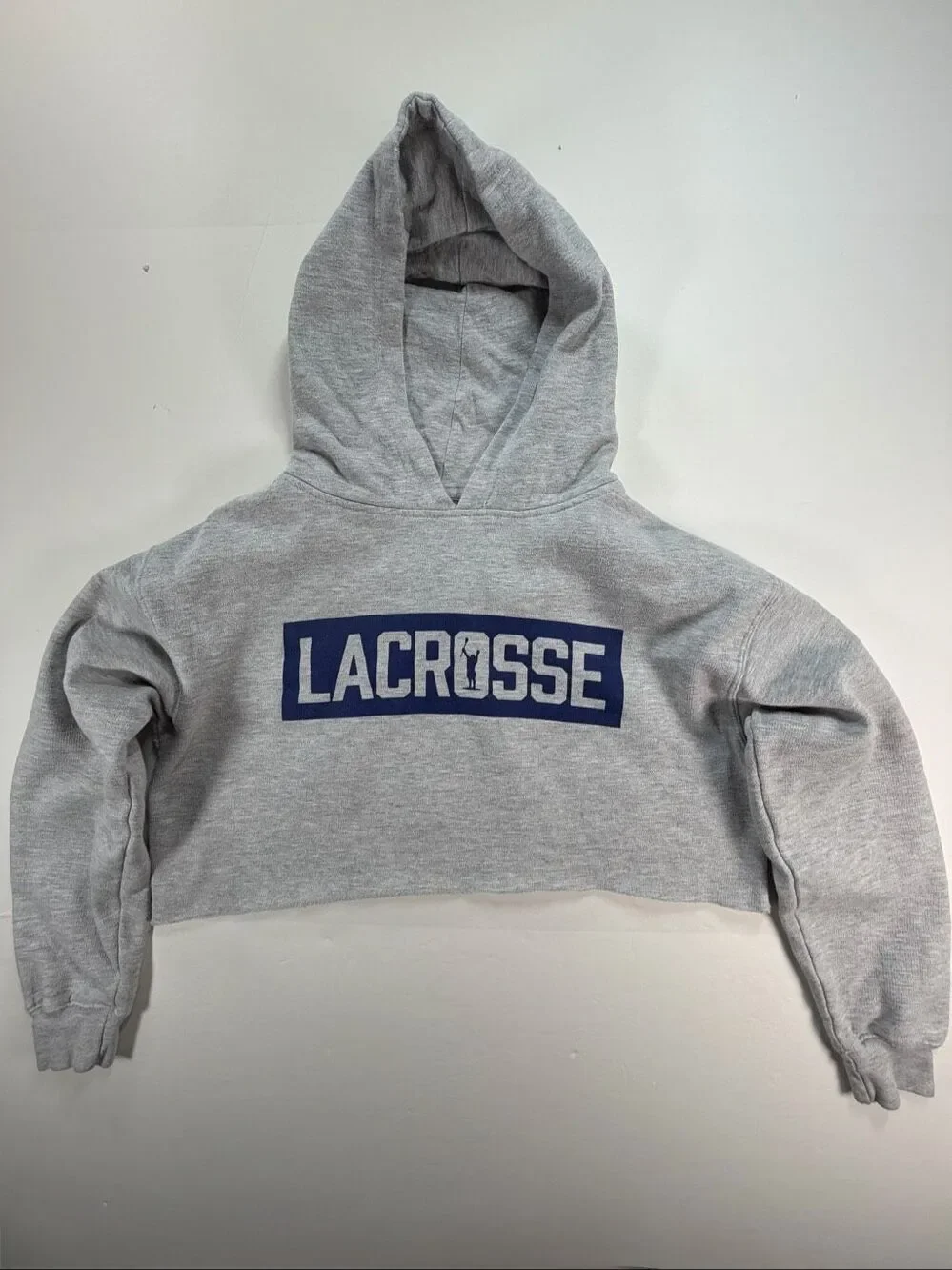 Adrenaline Youth Size XL Cropped Lacrosse Hoodie Gray Fleece Graphic Sweatshirt